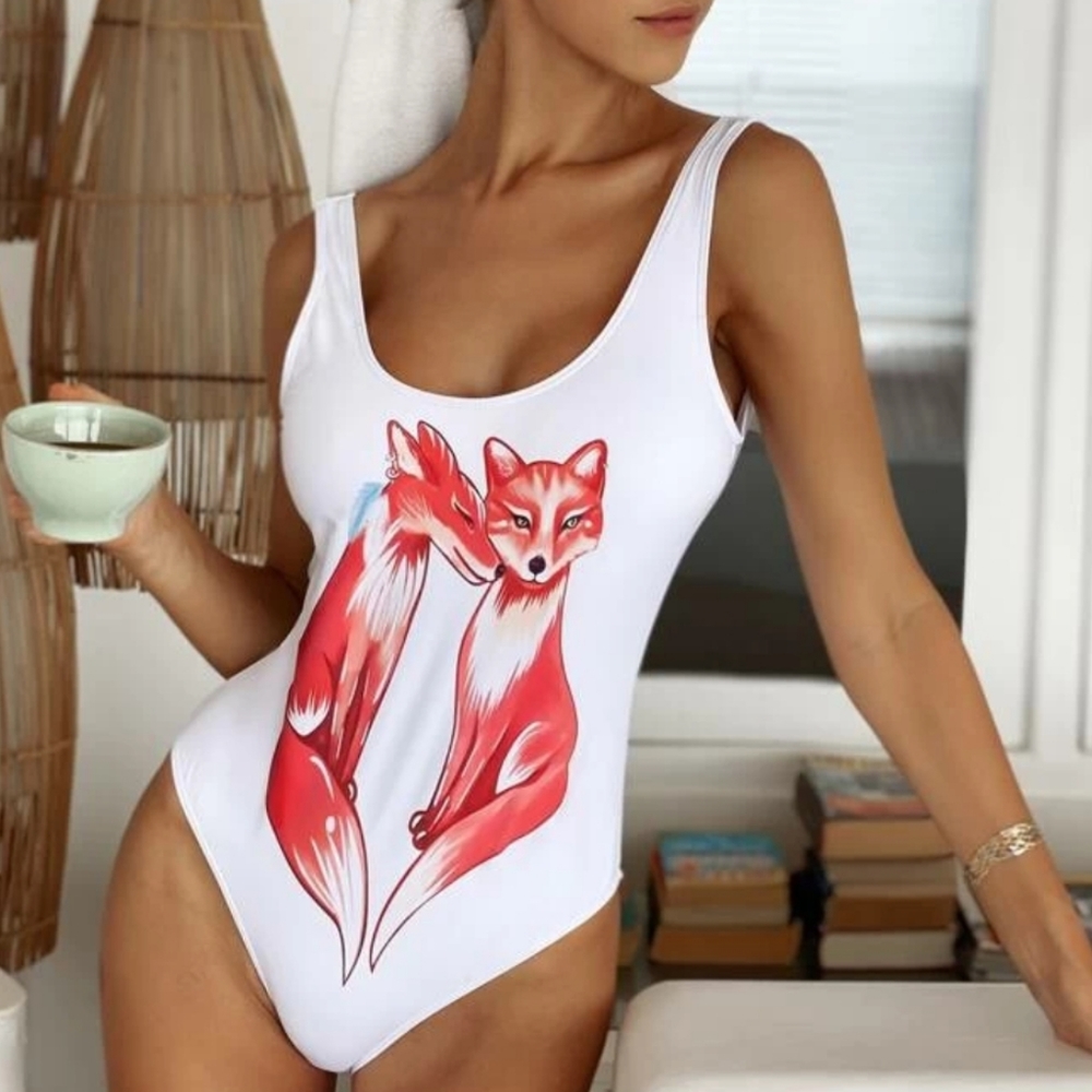 VIVA | Front Fox Print One Piece Swimsuit